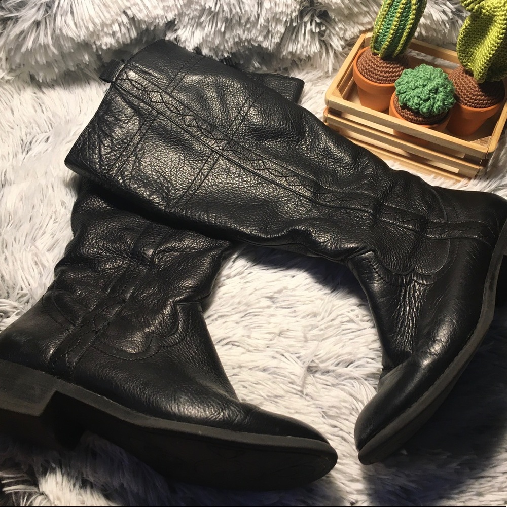 White Mountain Black Leather Boots Women’s S 7.5